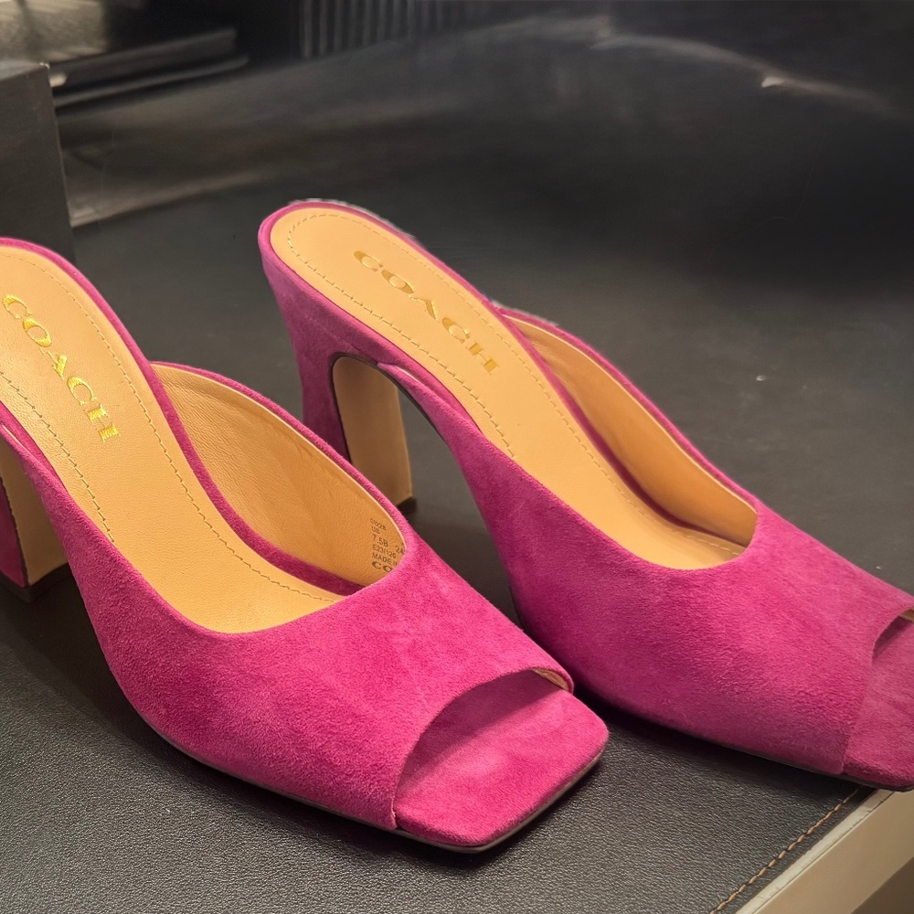 Coach Laurence Suede Sandal Mule, Plum - Picture 3 of 5